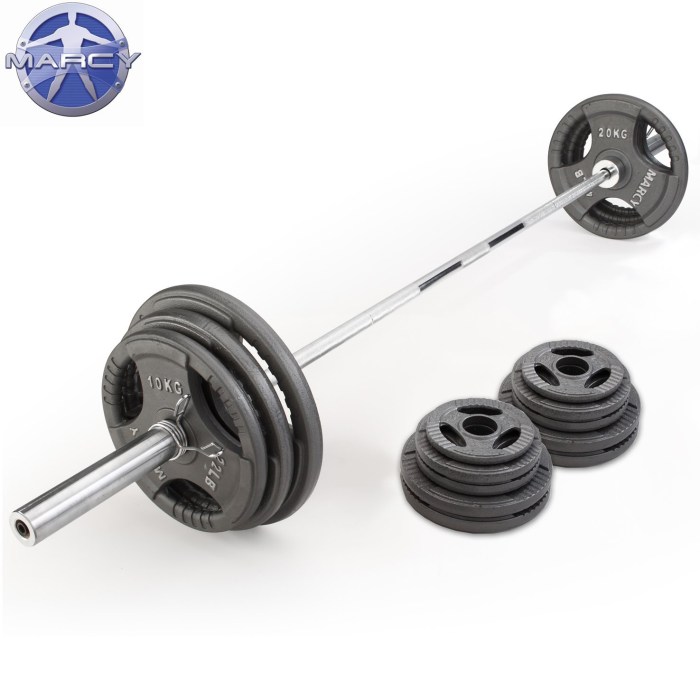 Buy the Marcy 140kg Olympic Tri-Grip Cast Iron Weight Plate Set