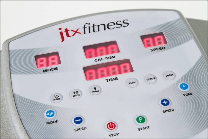 Display console on the JTX 5000XL vibration trainer