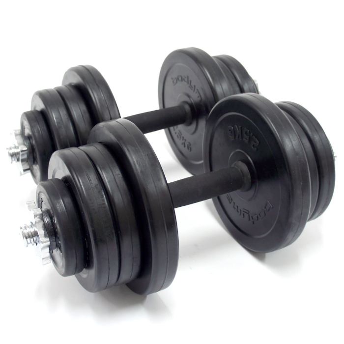 The rubber coated handles help you maintain a comfortable grip on the dumbbells throughout your set