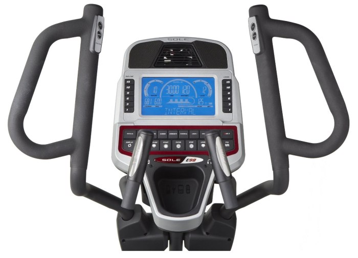 The display console for the Sole Fitness E98 Elliptical